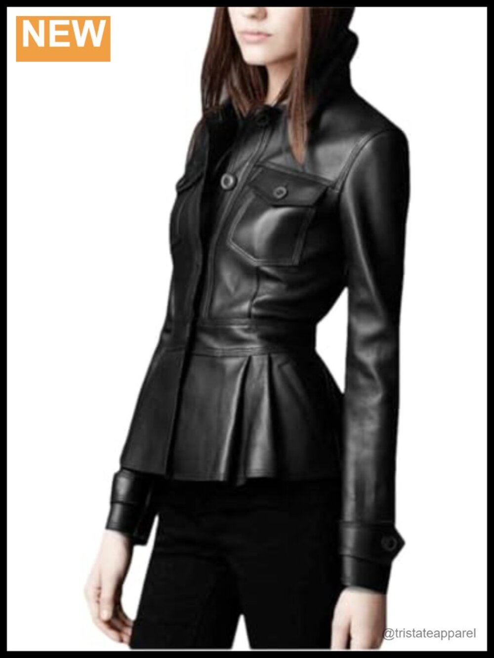 Women's Real Lambskin Leather Peplum Jacket, Motorcycle Partywear, Flared Coat
